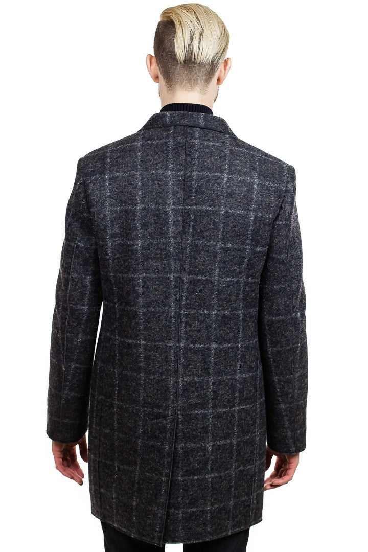 Bugatti Mens Flexcity Check Coat in Blue