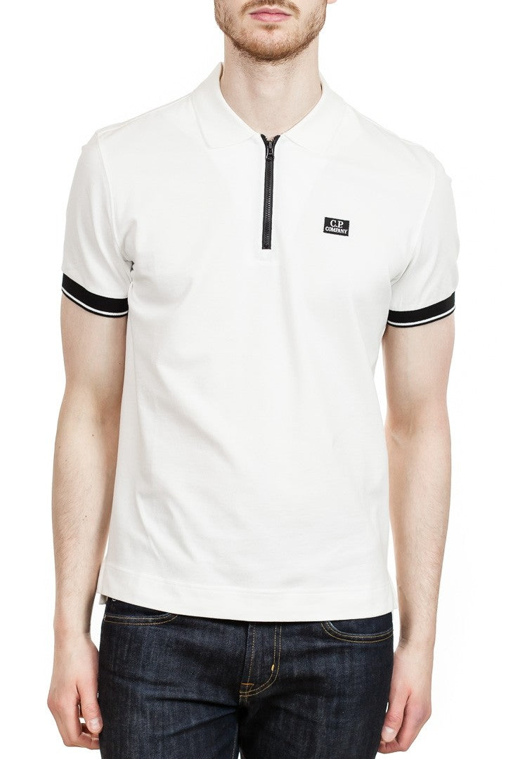 C.P. Company Zip Neck Polo in White