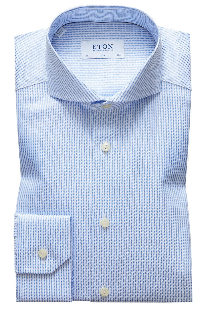 ETON Slim Fit Sky Blue Houndstooth Shirt