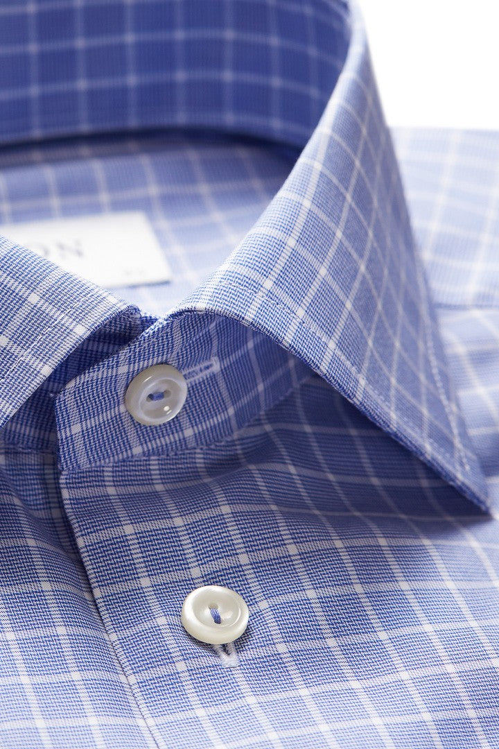 ETON Blue Check Twill Contemporary Fit Shirt