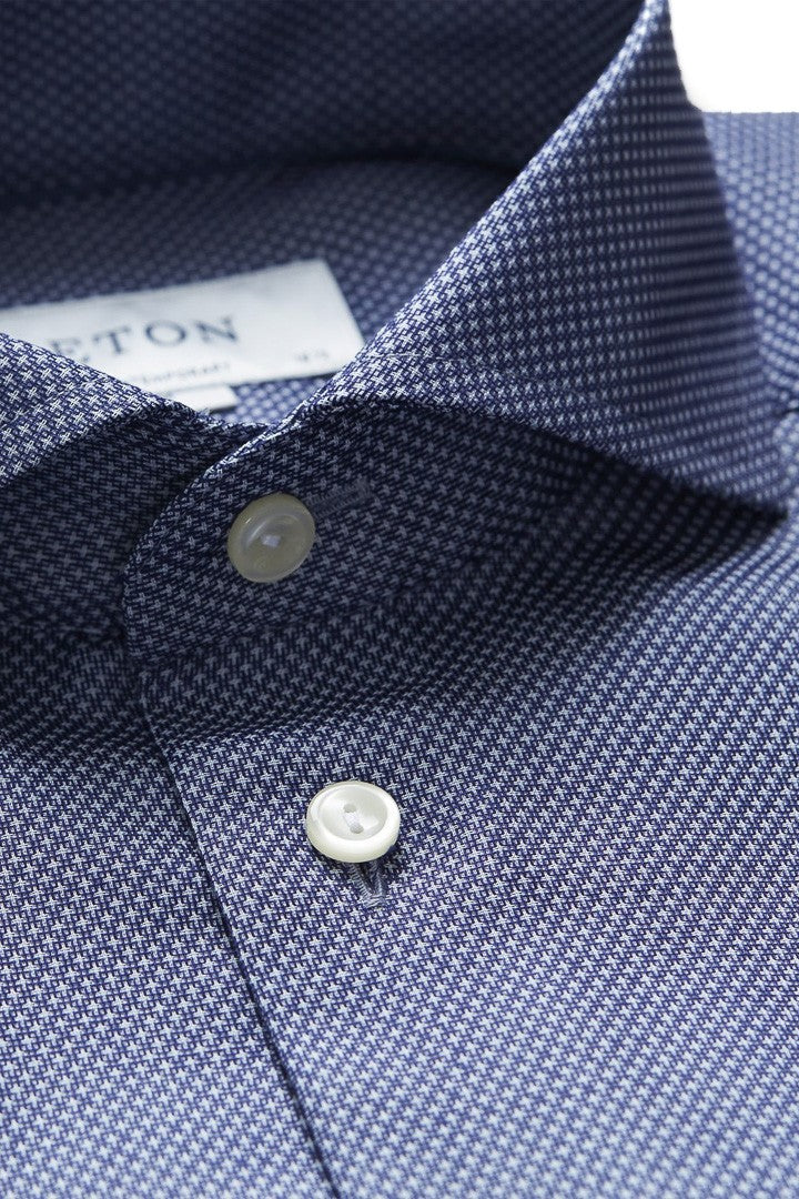 ETON Blue Geometric Twill Contemporary Fit Shirt