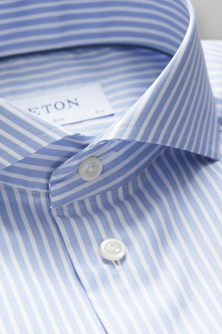 ETON Blue Striped Mechanical Stretch Slim Fit Shirt