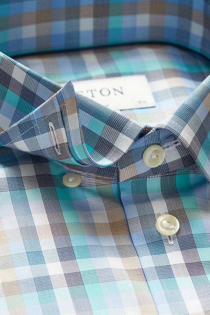 ETON Slim Fit Spring Check Button-Under Shirt