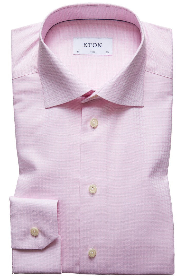 ETON Slim Fit Pink Woven Dots Shirt