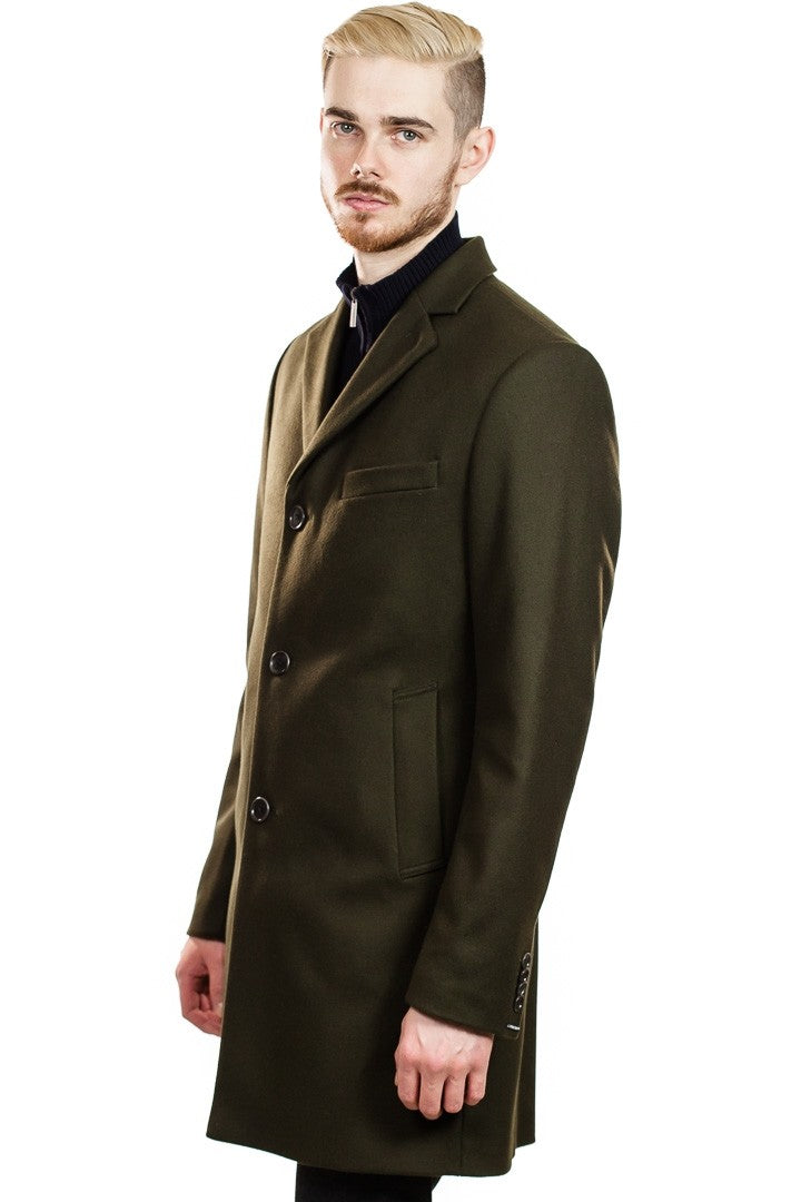 J. Lindeberg Wolger Compact Melton Coat in Dark Green