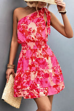 Load image into Gallery viewer, Floral Smocked Waist Tied One-Shoulder Dress
