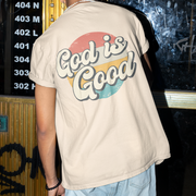 God Is Good Retro Circle Oversize T-Shirt