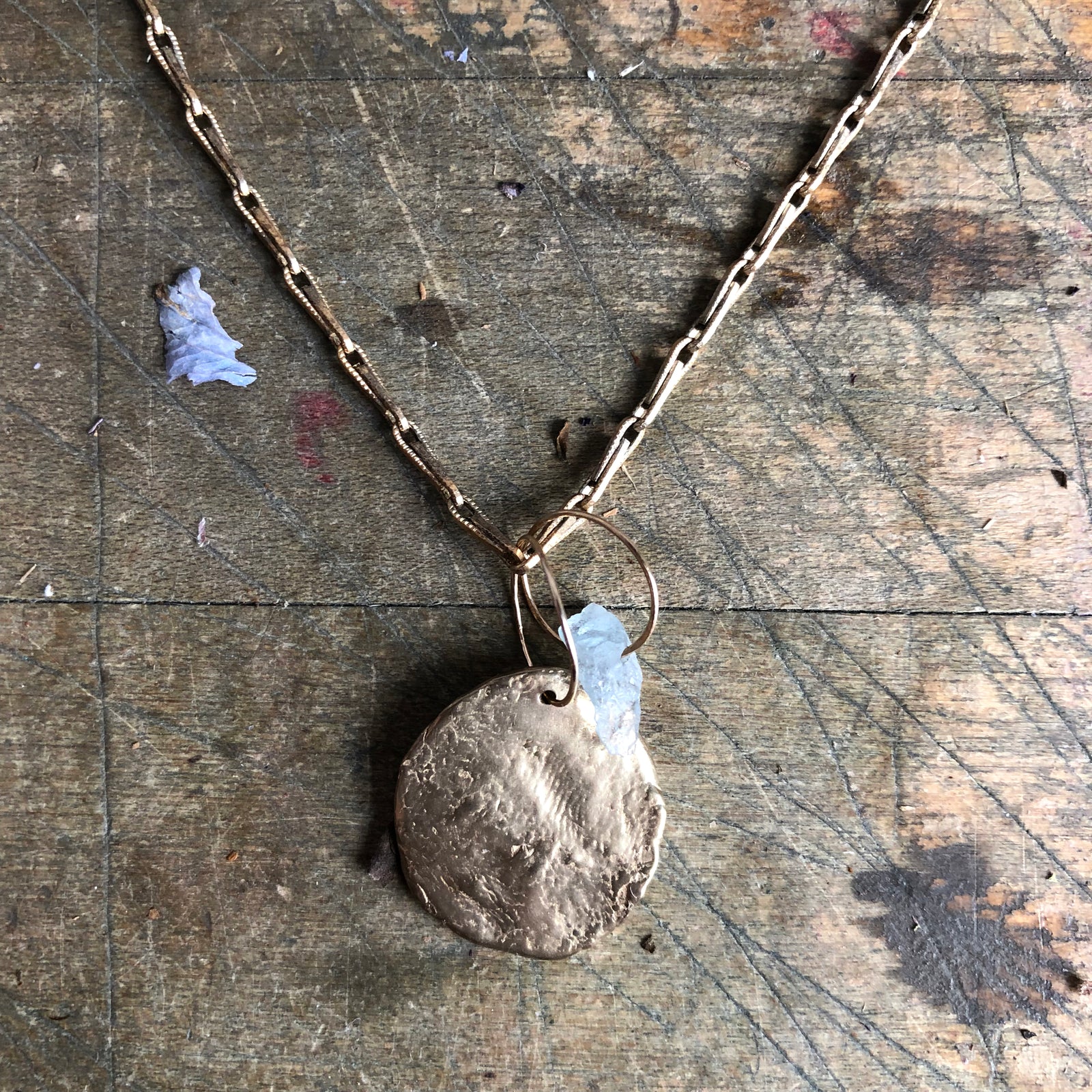 Full Moon Birthstone Charm Necklace - Emilie Shapiro Studio