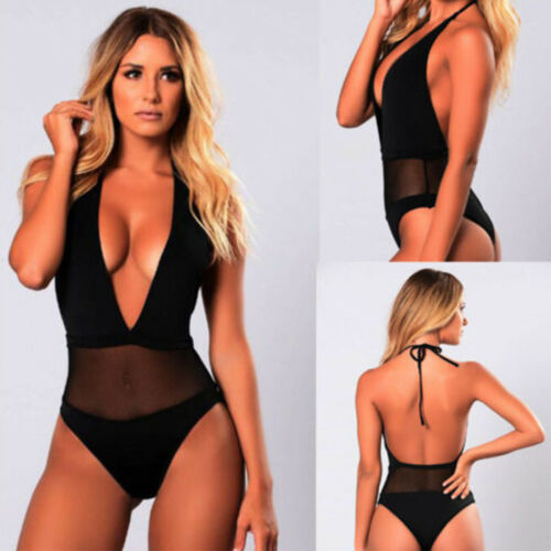 See Through One Piece Swimsuit High Cut Monokini Bodysuit Swimsuit