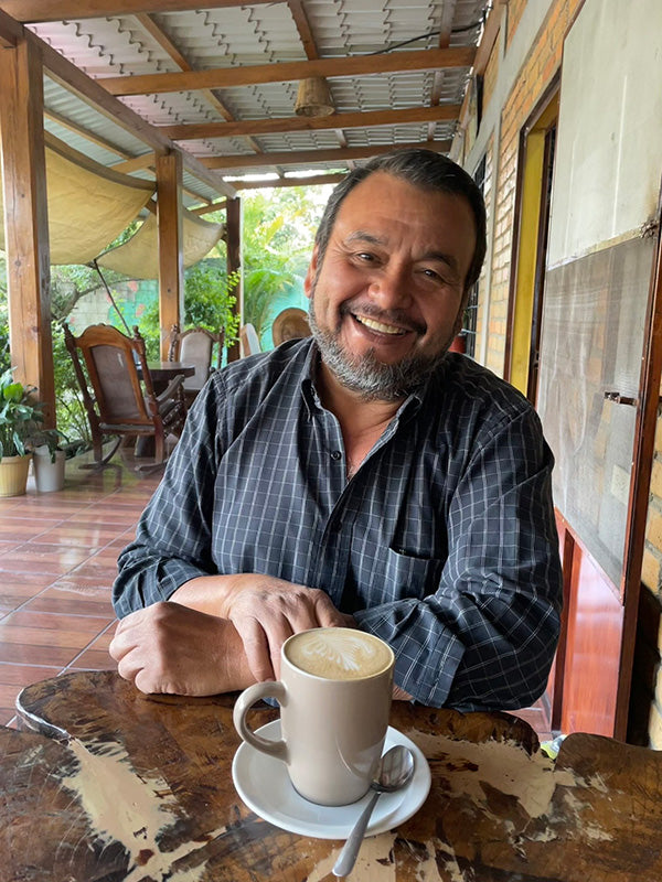 René Edgardo Diaz Valenzuela enjoying a cup of coffee.