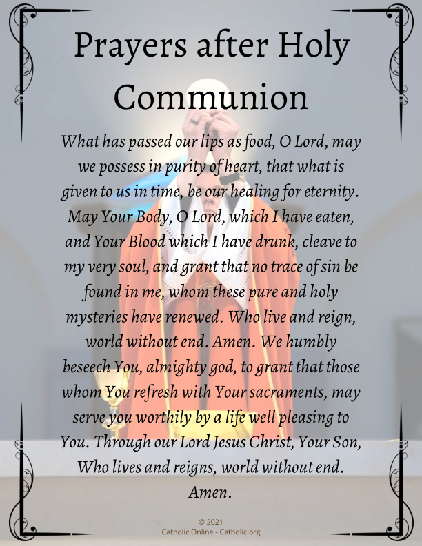 Prayers after Holy Communion (FREE PDF) – Catholic Online Learning