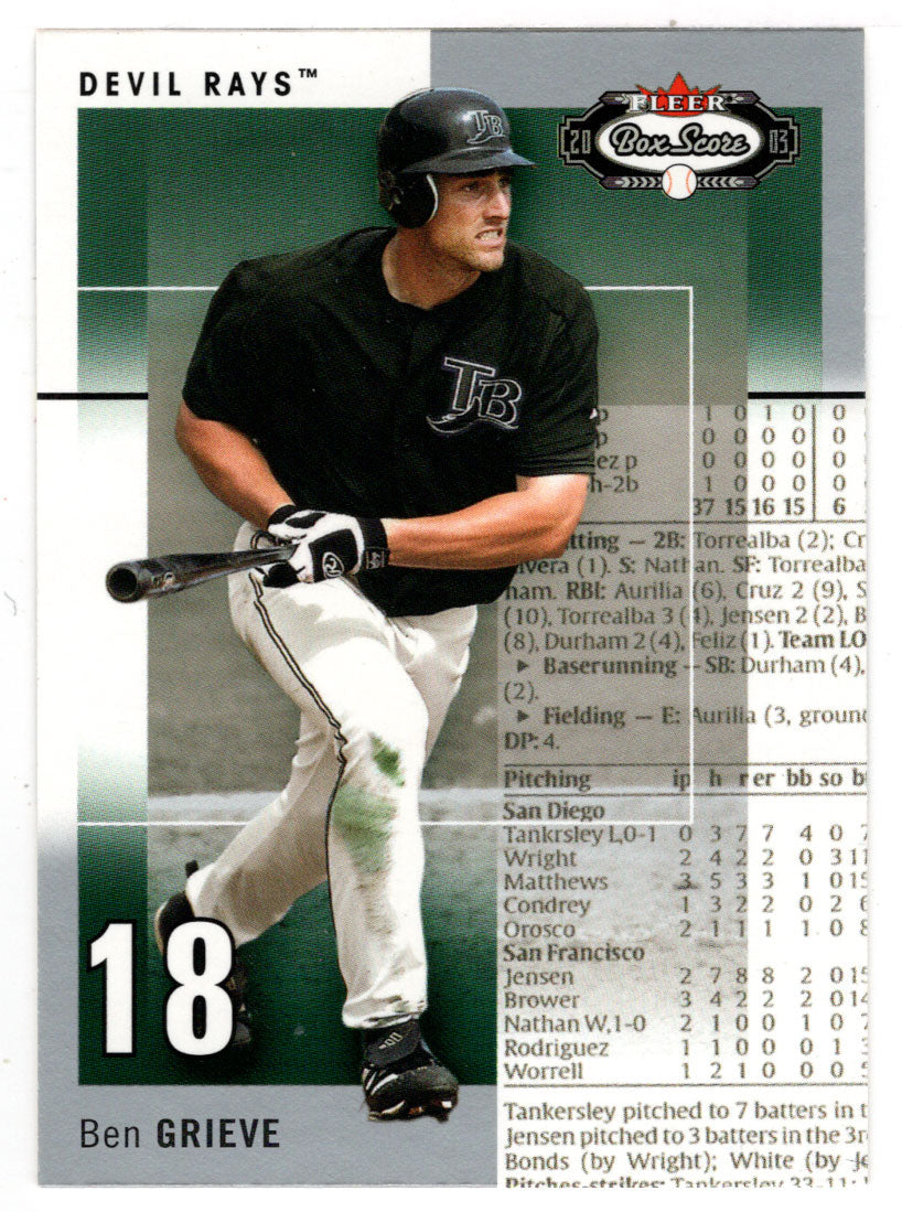 Ben Grieve - Tampa Bay Devil Rays (MLB Baseball Card) 2003 Fleer Box S –  PictureYourDreams