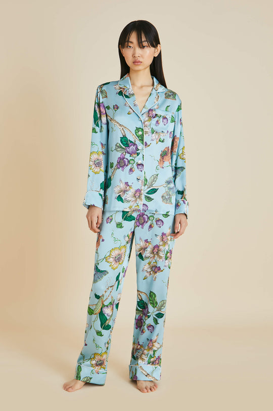 Lila Zebedee Ivory Silk Satin Pajama Set