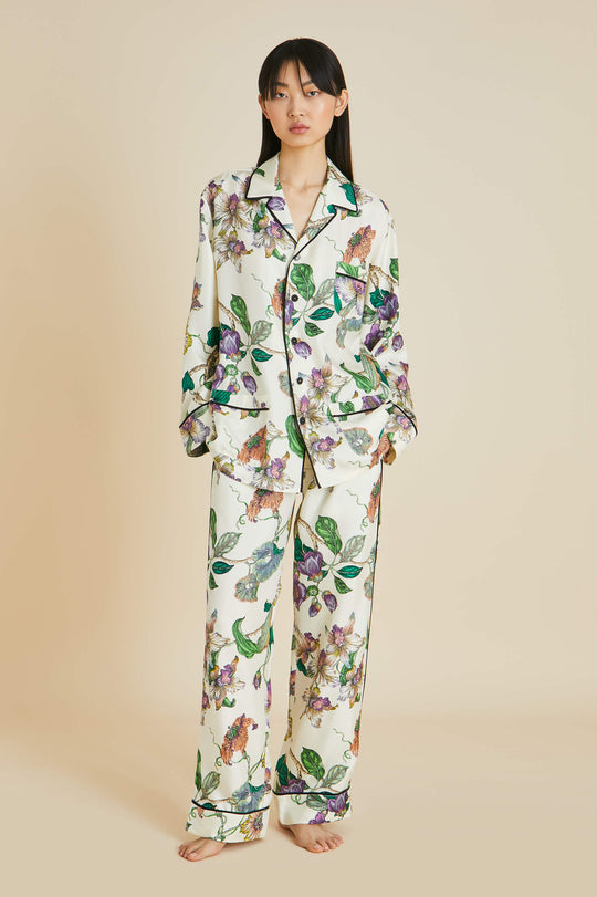YHWW Sleepwear New Spring Summer Women Faux Silk Pajamas Set
