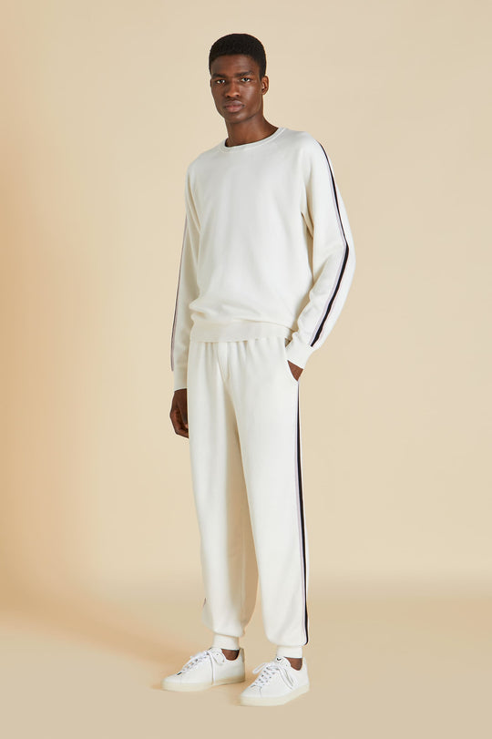 Olivia Von Halle Laurent Ivory Silk Habotai Pajama Set