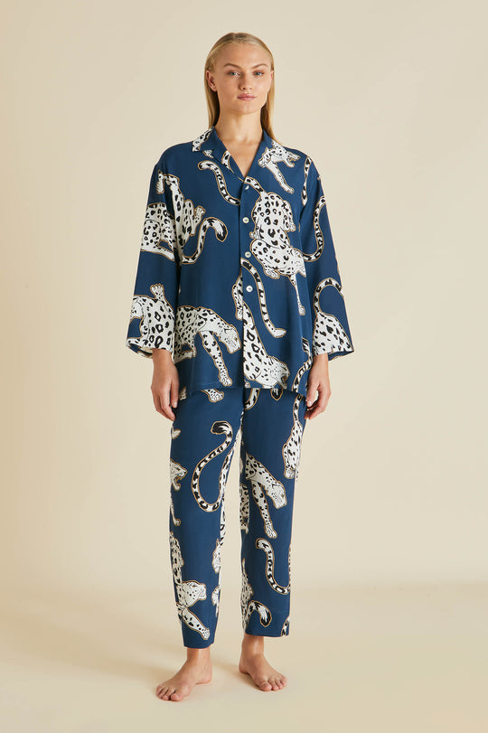 Olivia Von Halle Contrast Trim Silk Pajama Set - Farfetch