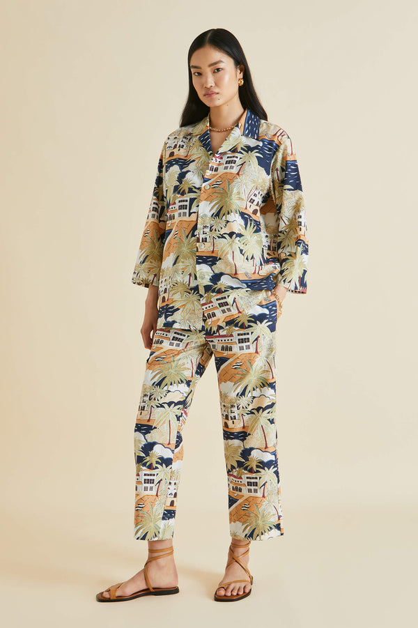Olivia Von Halle Silk Coco Pyjama Set - Navy - S