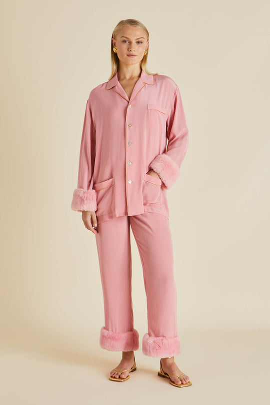 Pink and White Striped Silk Pajama Shorts Set With Black Trim [FS061] -  $169.00 : FreedomSilk, Best Silk Pillowcases, Silk Sheets, Silk Pajamas For  Women, Silk Nightgowns Online Store