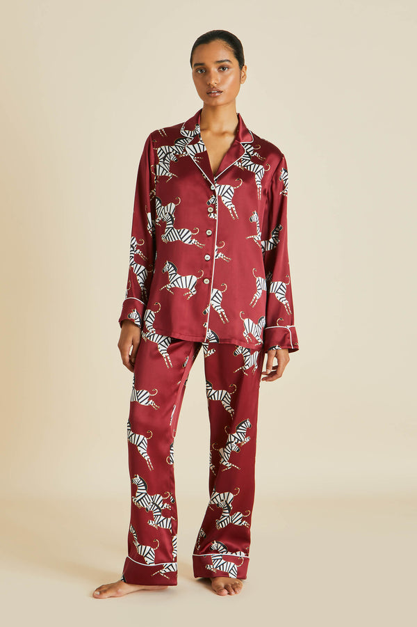 Coco Jet Black Silk Satin Pajamas