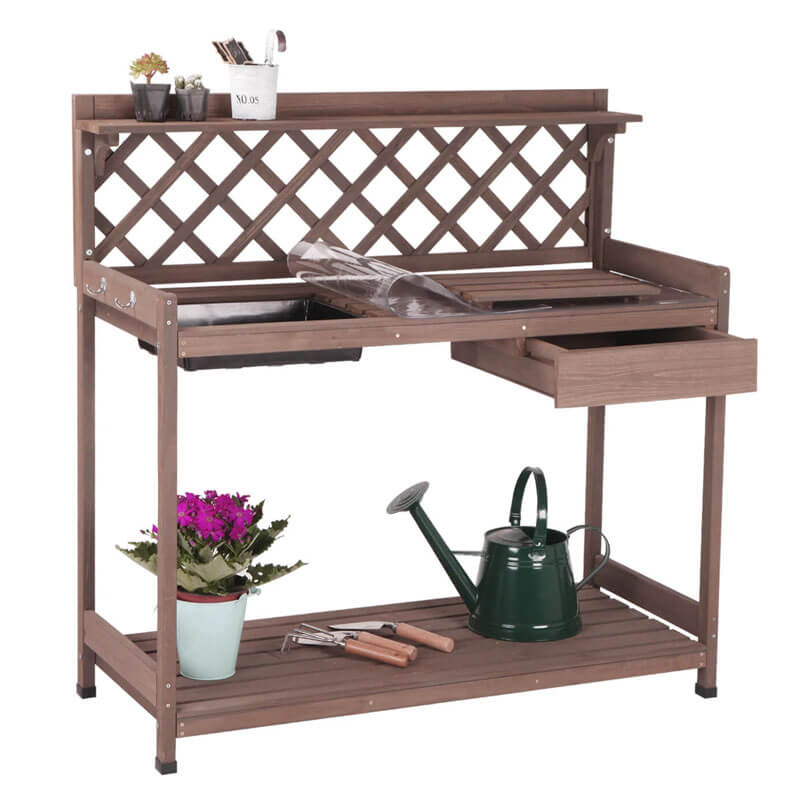 Aivituvin Potting Stand with Sink | Outdoor Garden Bench