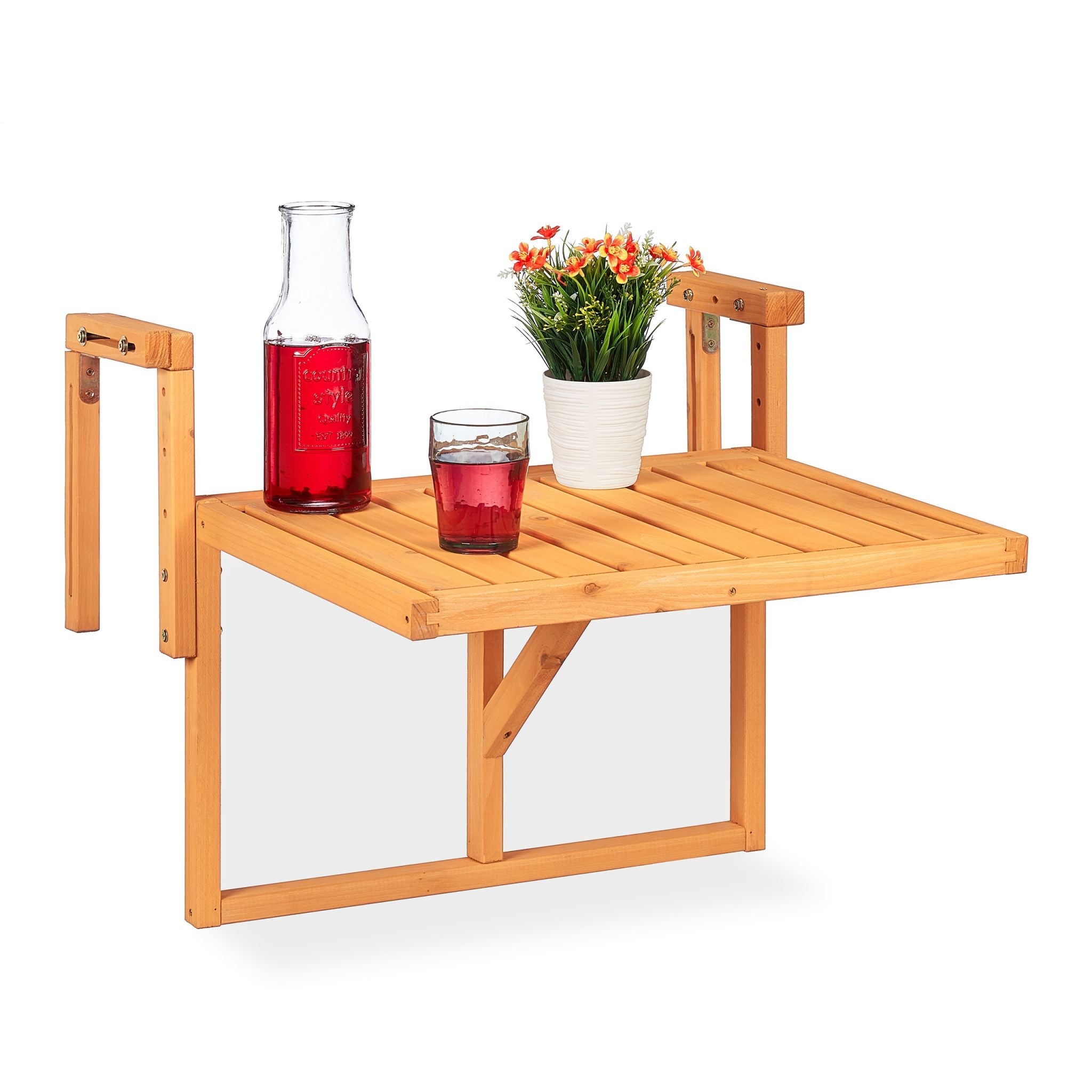 Relaxdays klaptafel balkon - houten balkontafel inklapbaar - opklaptafel - hangtafel