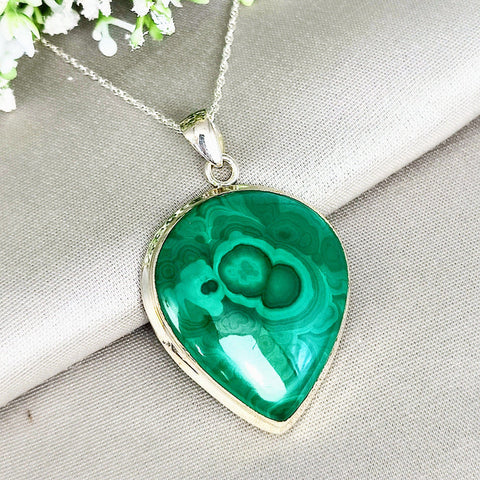 green teardrop necklace