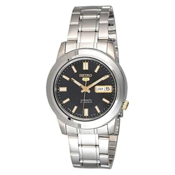 Seiko Men's Black Dial Stainless Steel Automatic Watch - SNKK17J1