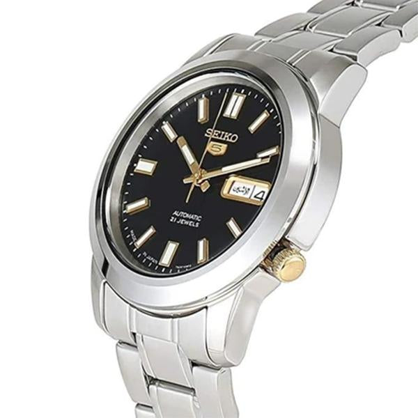 Seiko Men's Black Dial Stainless Steel Automatic Watch - SNKK17J1