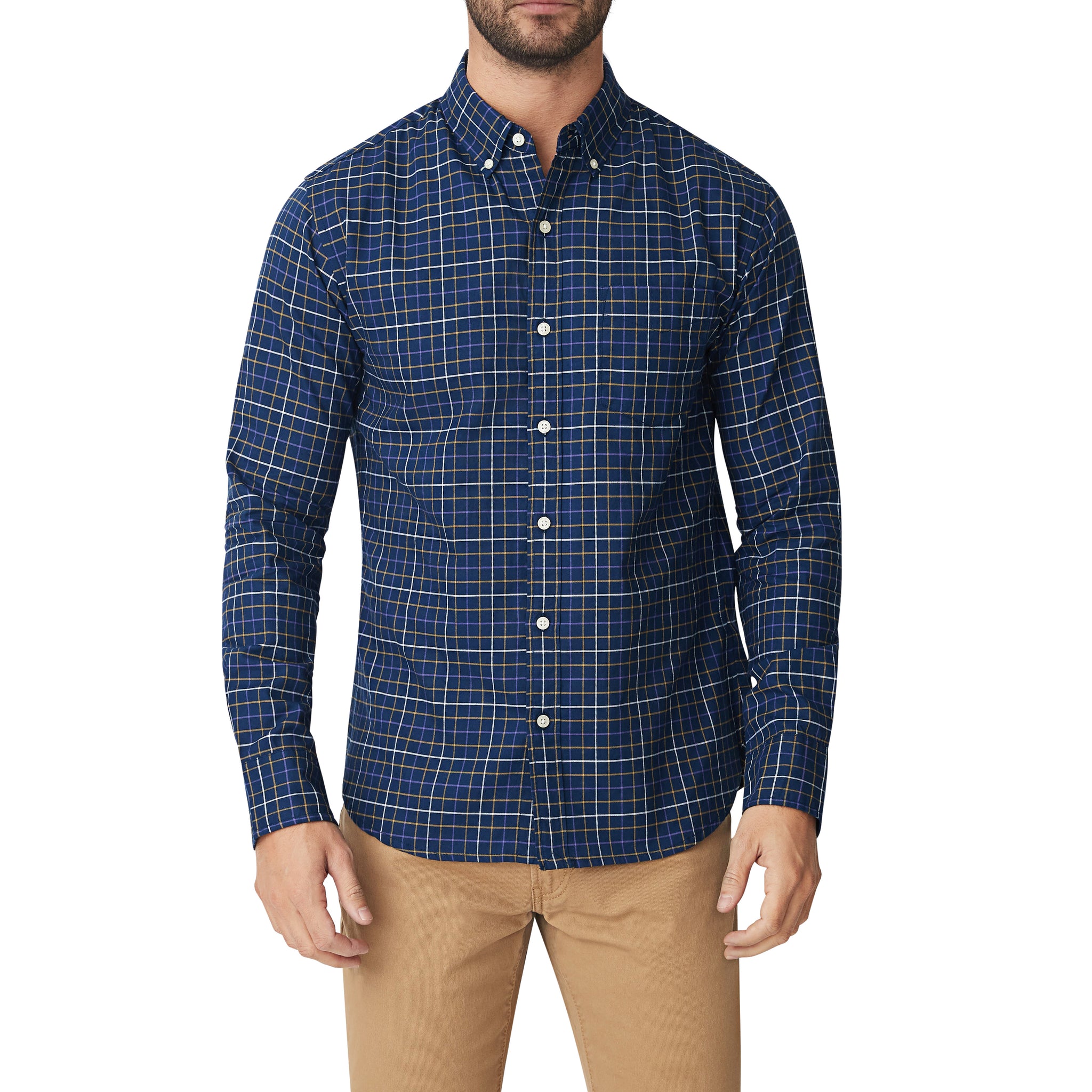 Washed Button Down Shirt - Meridian Oxford Check - Jomers