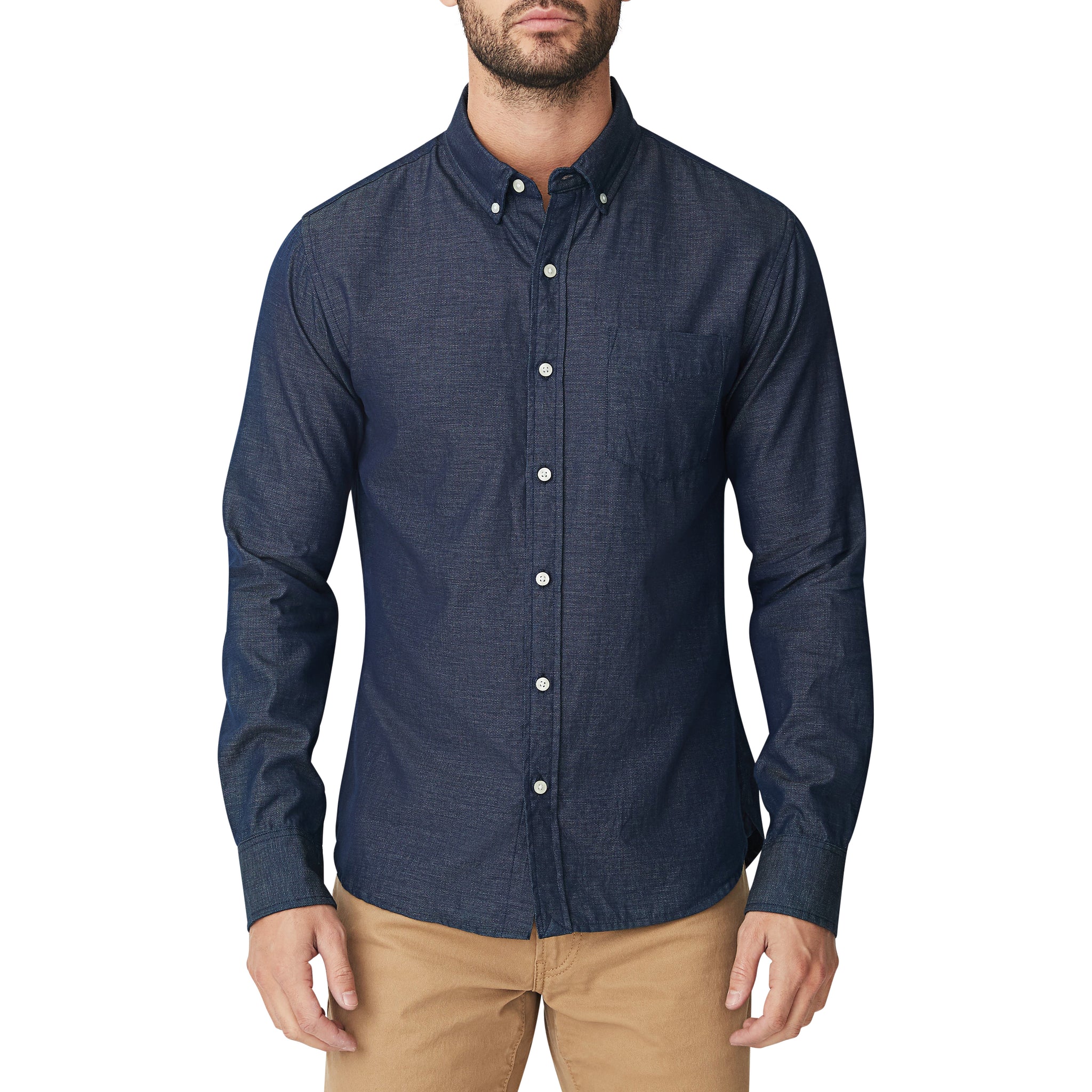 Washed Button Down Shirt - Italian Indigo Oxford - Jomers