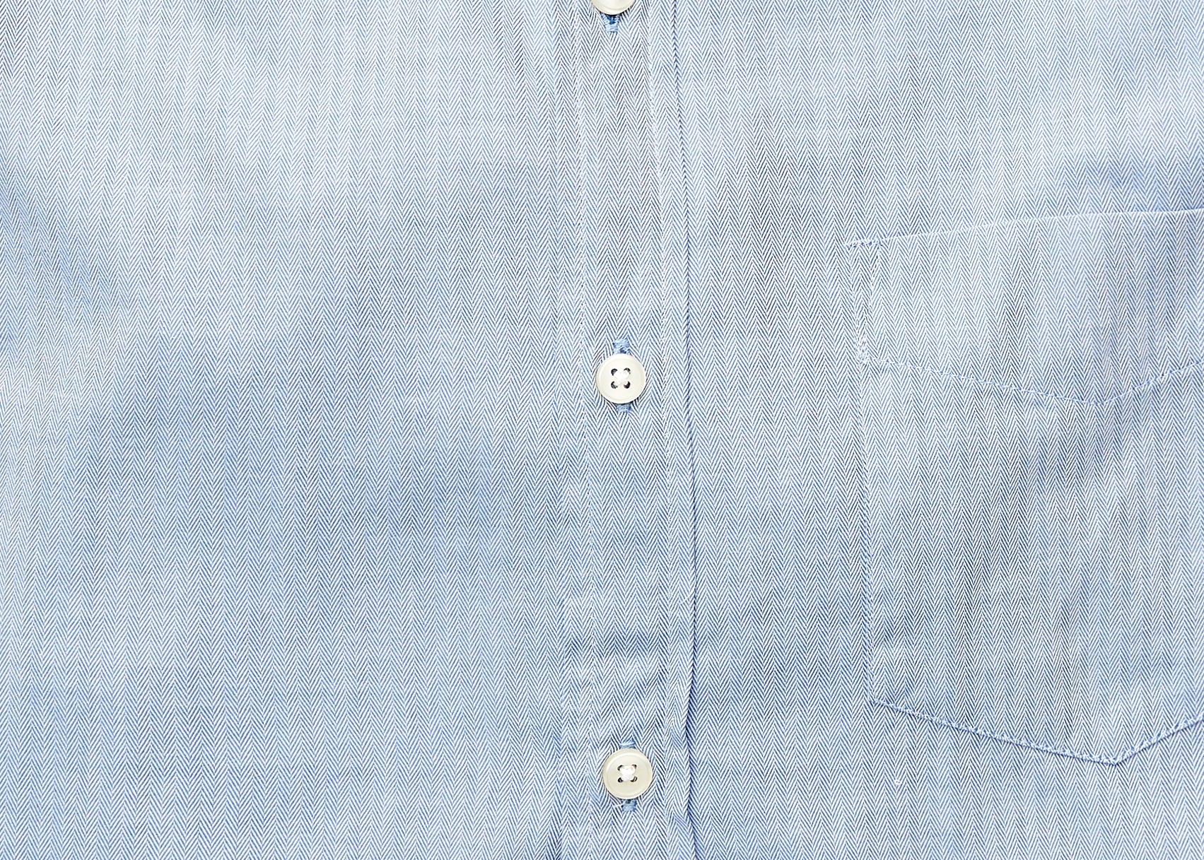 Washed Button Down Shirt - Blue Herringbone - Jomers
