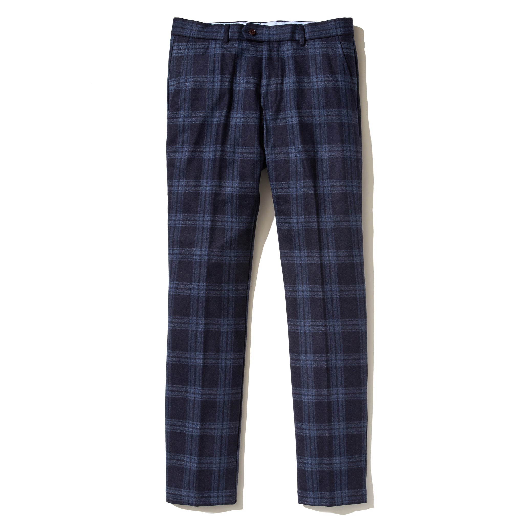 Italian Wool Flannel Dress Pants - Navy Blue Check - Jomers