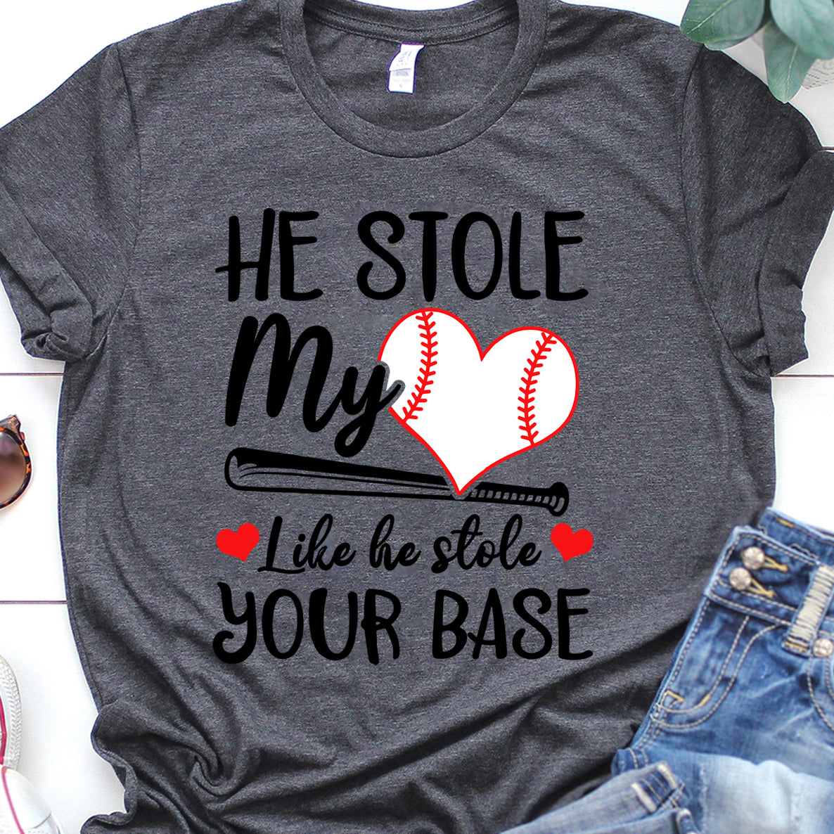 Baseball He Stole My Heart Like He Stole Your Base Customizable Stan