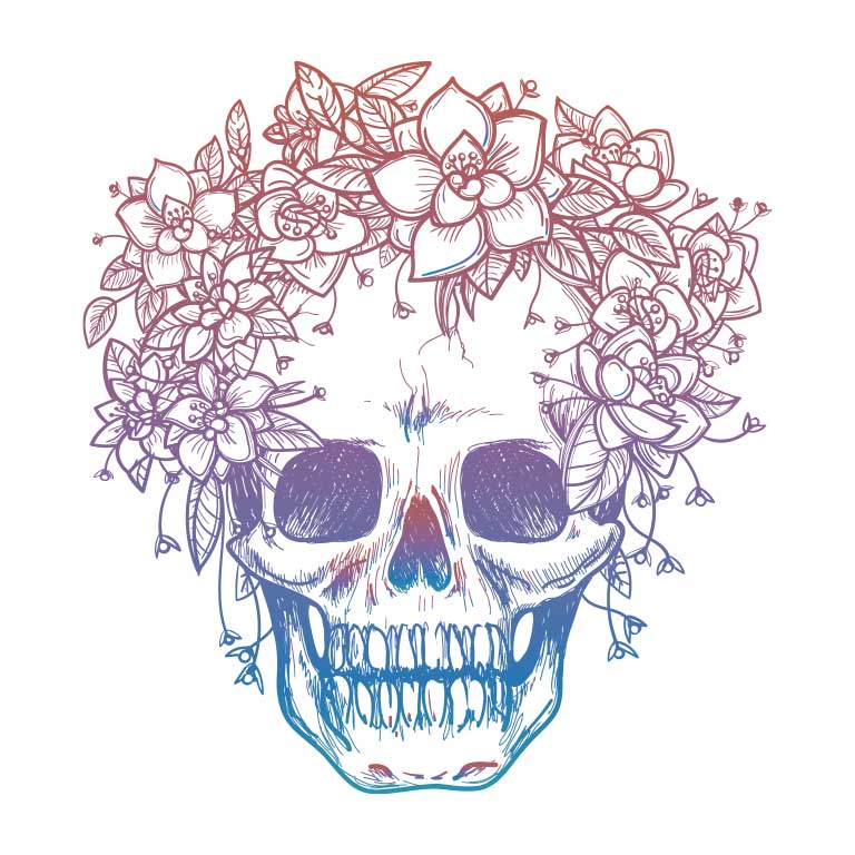 Dia de los Muertos Sugar Skull with Heart Cobwebs Graphic Decal - Ragged  Apparel Screen Printing, Embroidery and Promotional Products