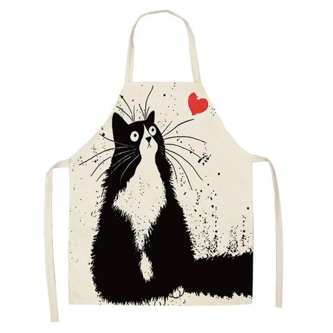 Tablier de Cuisine Chat Japonais en Lin 55x68cm Adulte Meow / Adulte 55x68cm