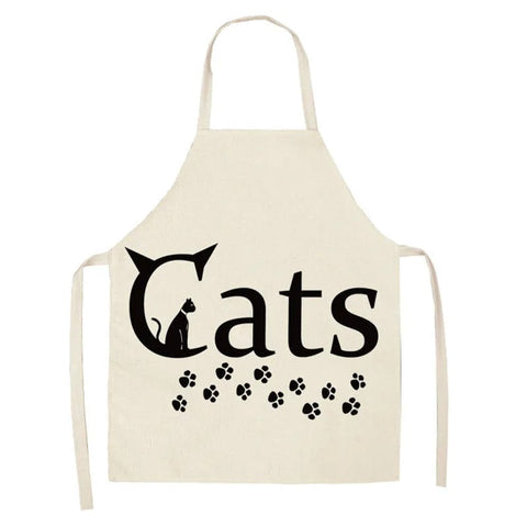 Tablier de Cuisine Chat Japonais en Lin 55x68cm Adulte Meow / Adulte 55x68cm