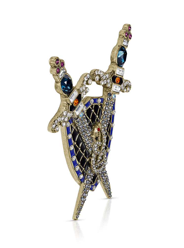 Download JAMES WOLFE® BLUE SHIELD | Swarovski Unisex Brooch