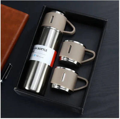 Steel Vacuum Flask Set with 2 Steel Cups 5000ML, Multi Colour