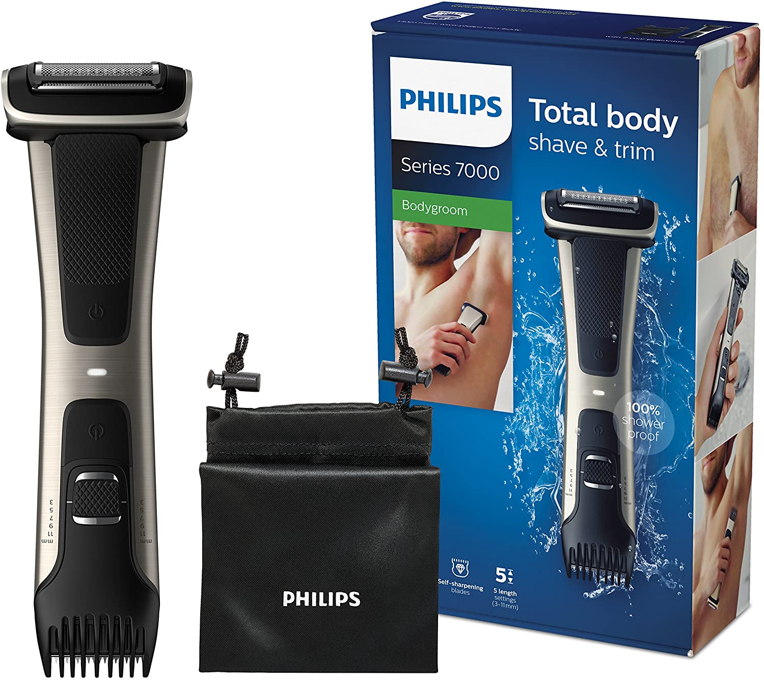 Philips Body Groomer, Series 5000 Showerproof with Back Reaching Attac