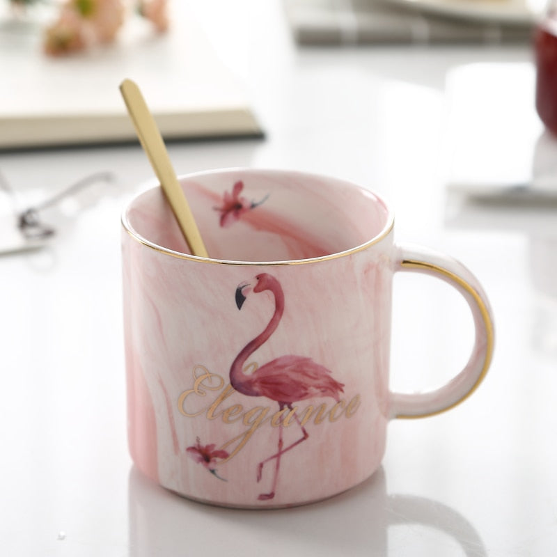 Gold Inlay Marble Mug Lover Coffee Mug Romantic Porcelain Tea Mug