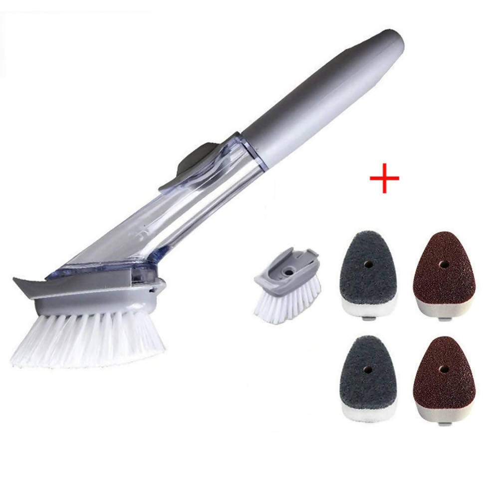 1pc Automatic Liquid Dispensing Kitchen Brush With Long Handle And Sponge  Head For Multiple Cleaning Tasks, Dishwashing, Scrubbing Pots And Pans,  Etc. Without Hurting Surfaces