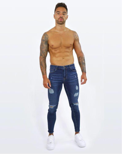 dark blue ripped skinny jeans