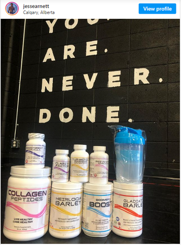 Boomer Products, Gladiator Barley is proud to sponsor Jesse Arnett and provide the Sports Nutrition Fuel needed to Build Strength and Endurance and Reduce Recovery time. Check out the products Jesse uses to keep his body in peak condition.