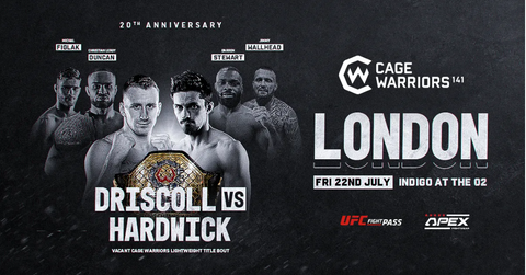 Cage Warriors 141 Main Event: Kyle Driscoll vs George Hardwick for the Lightweight Crown.