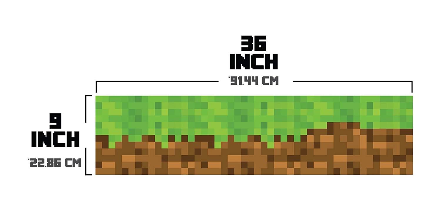 Pixel Mine Grass Border - Peel and Stick Wall Decal Border - 9" tall x 36" wide