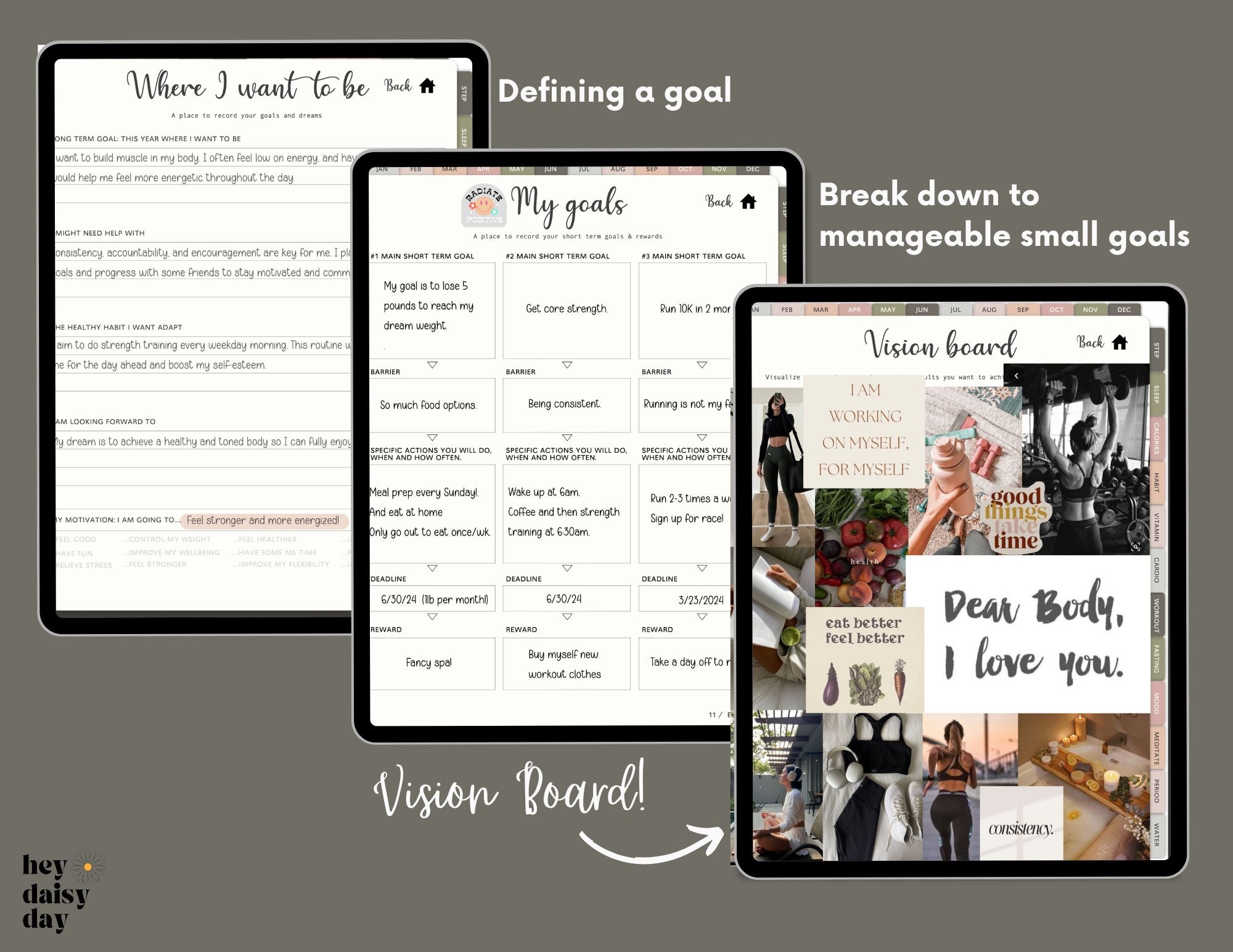 Fitness Planner Goal Setting Pages