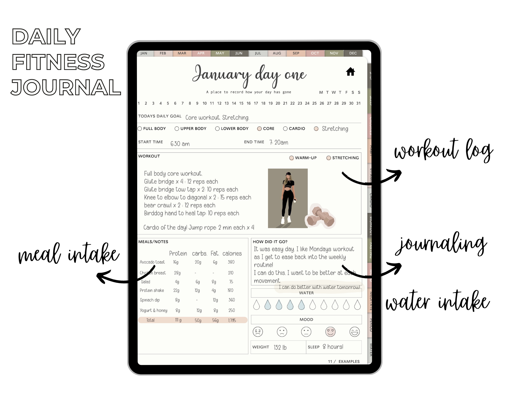 Fitness daily journal