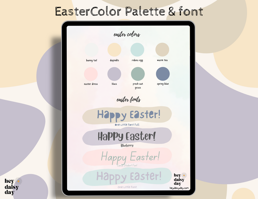 Easter color palette for digital stickers and digital easter planner