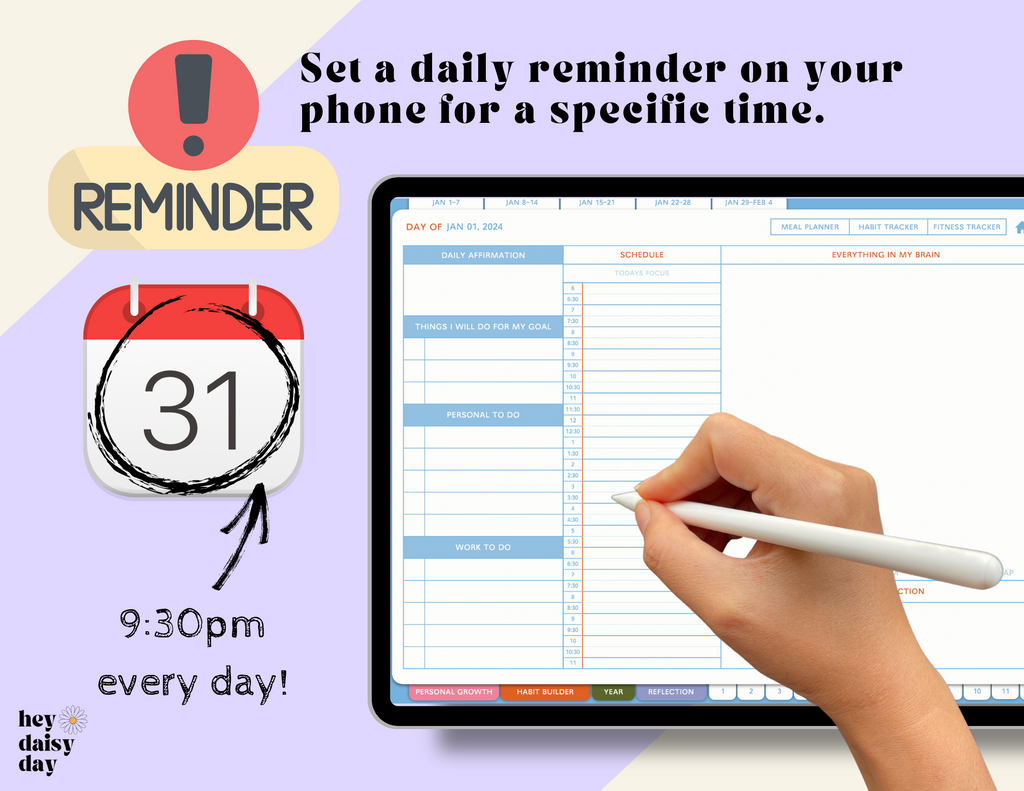 Daily reminder for digital planning is the key to the organized life.