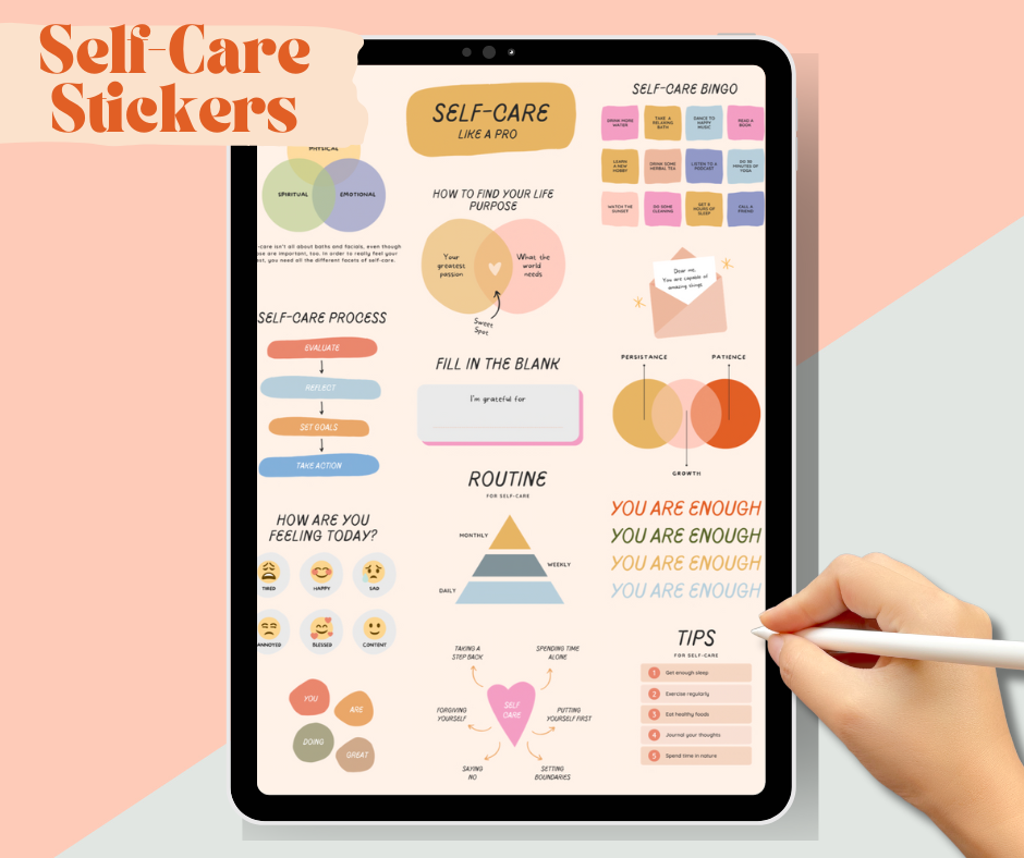 Self-care digital stickers